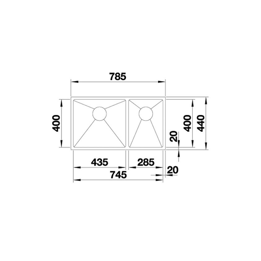 Chậu rửa bát âm Blanco QUATRUS R15 435/285-IU