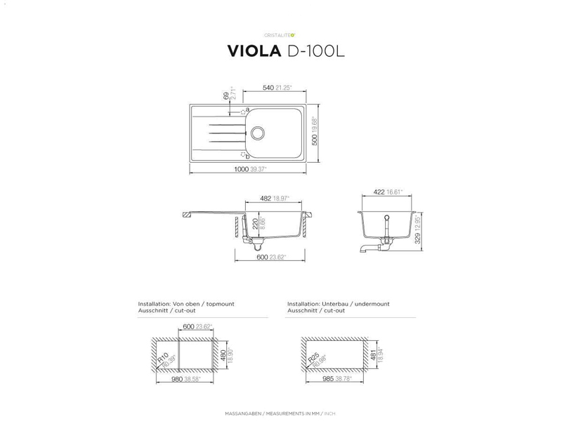 Chậu rửa Hafele Viola D-100L