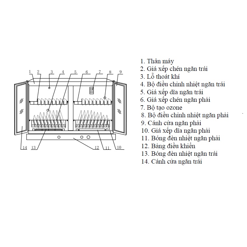 Máy sấy bát Malloca MDC-21C