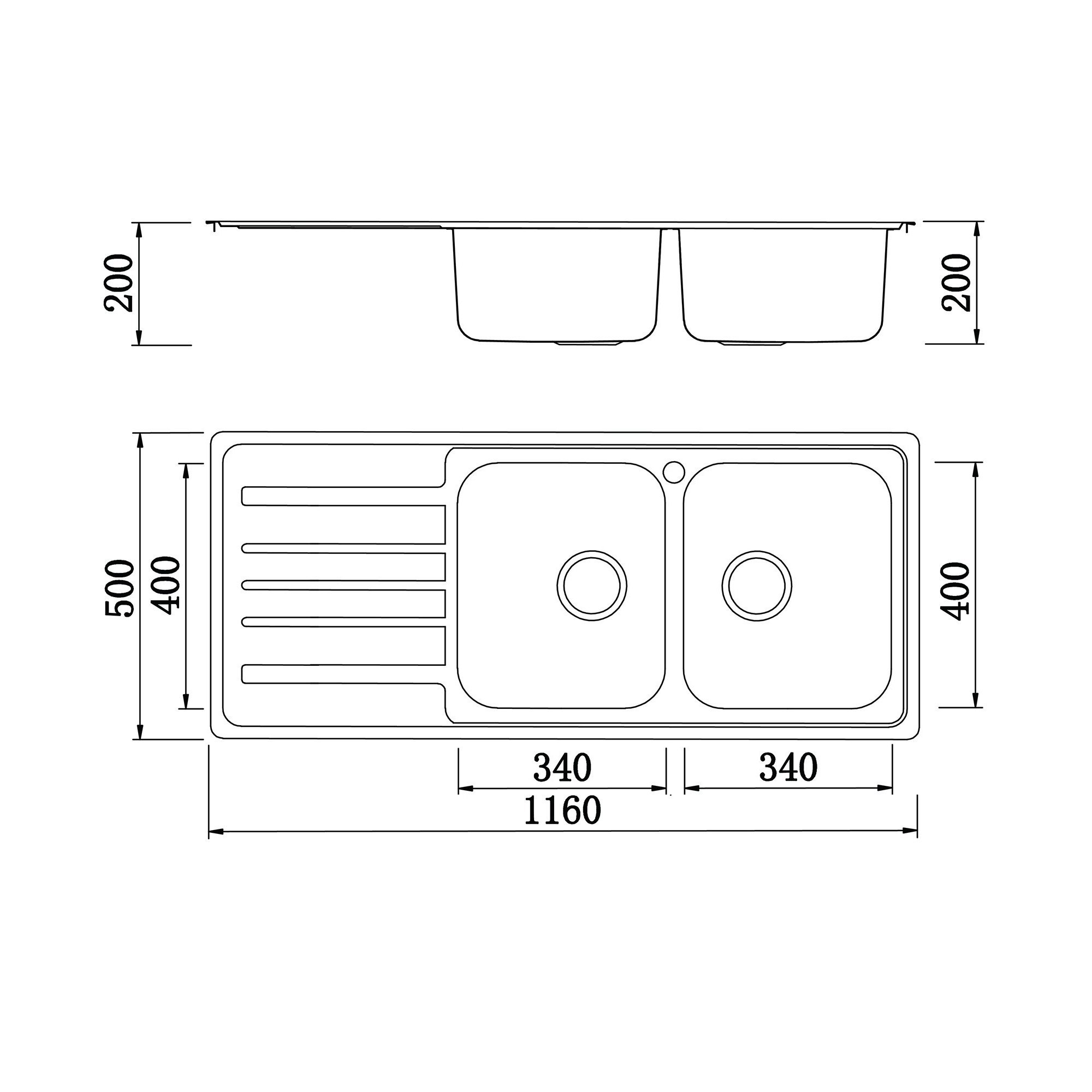 European sink Artusi KS11650 1D – Bàn tráiSiphon, giá úp bát inox