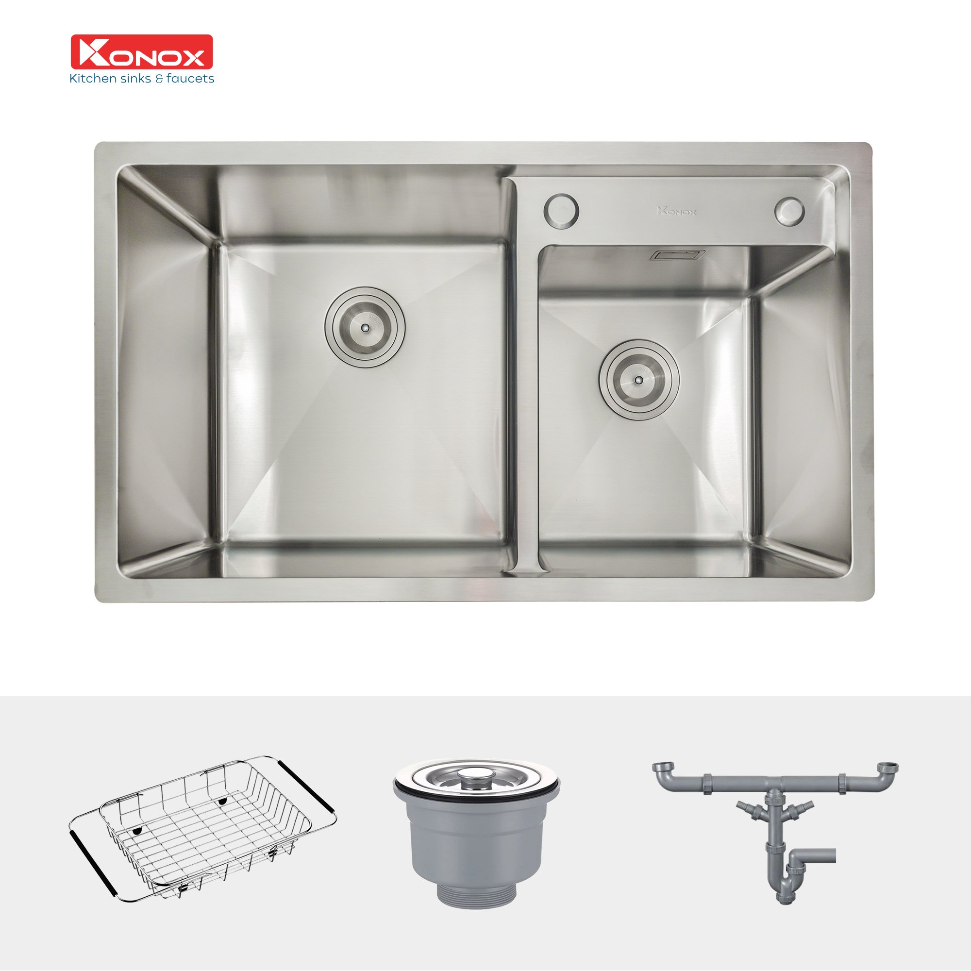 Overmount sink KN7847DOSiphon, giá úp bát inox